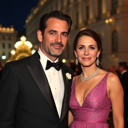 Jean Dujardin et sa femme Nathalie P√©chalat arrivant √† une soir√©e de gala √† l'Op√©ra Garnier